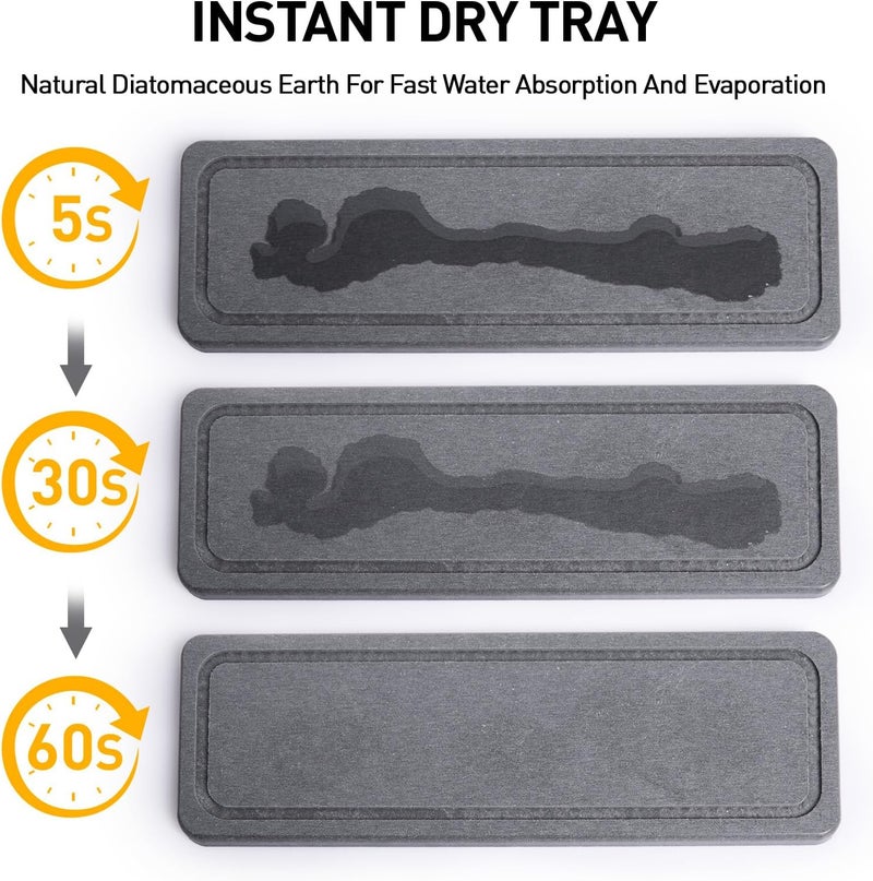 Moforoco Kitchen Dish Soap Dispenser Set, 16OZ Glass Bottle, Hand and Dish Soap Dispenser Set, Instant Dry Tray, Non-Slip Silicone Pad, Brush Holder with Smiley Face Sponge Holder（Black） - Image 2